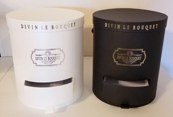 Cream and Black Round Box With Drawer Chocolates