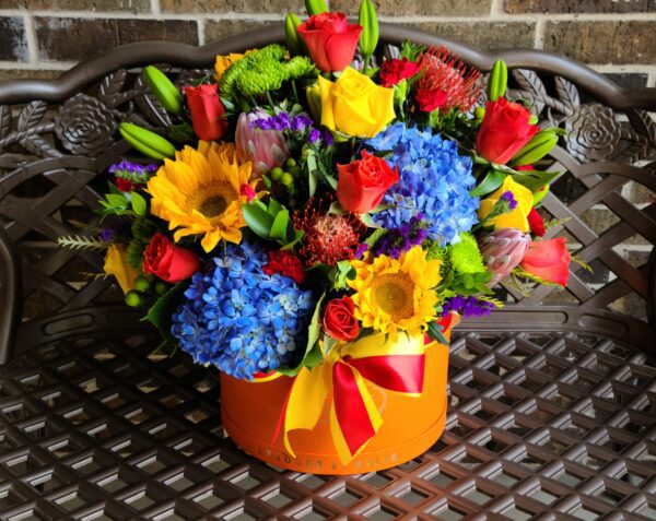 Orange Color Mixed Flower Bright Oval Box