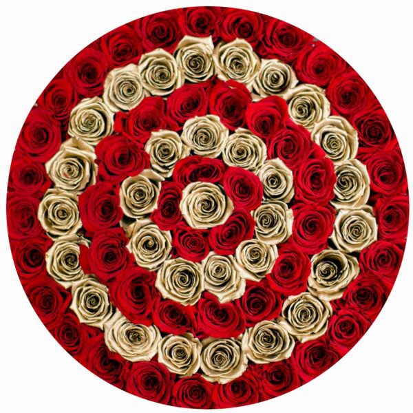 Medium Round Box with Red and Gold Roses