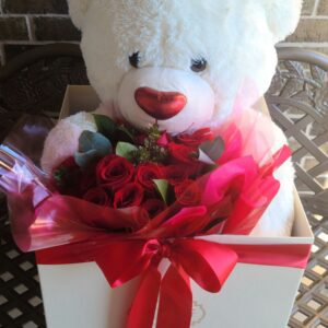 Rose Bear chocolates in large Box from Divin Le Bouquet