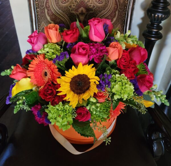 Mixed Flowers Bright Oval Orange Color Box